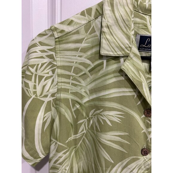 La Cabaña Palm Leaf Button Up Shirt Green Sz Small Short Sleeve Beach Resort - Picture 4 of 9